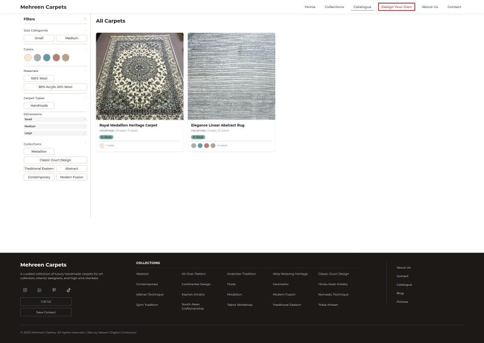 Gallery image 2 for Solo Full-Stack E-commerce Build for Mehreen Carpets