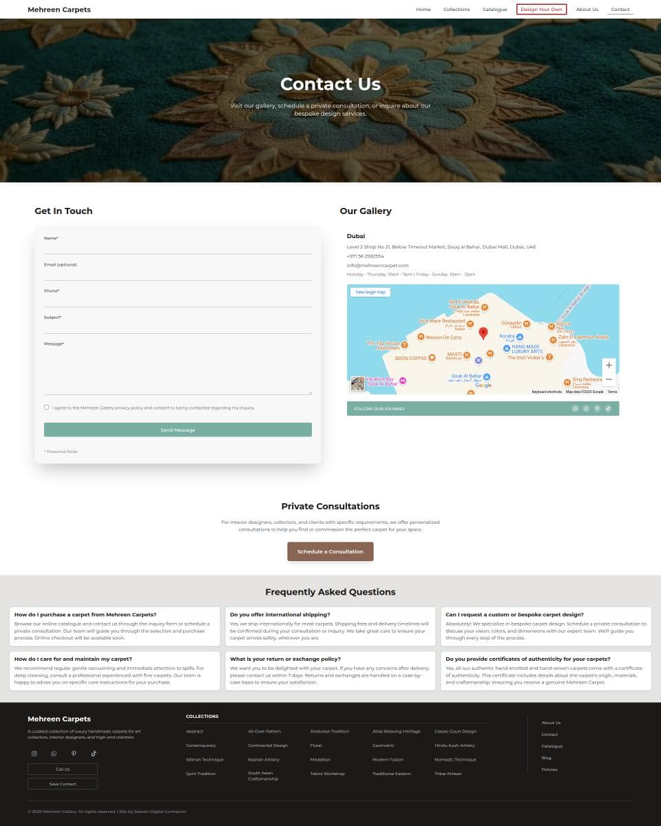 Gallery image 4 for Solo Full-Stack E-commerce Build for Mehreen Carpets
