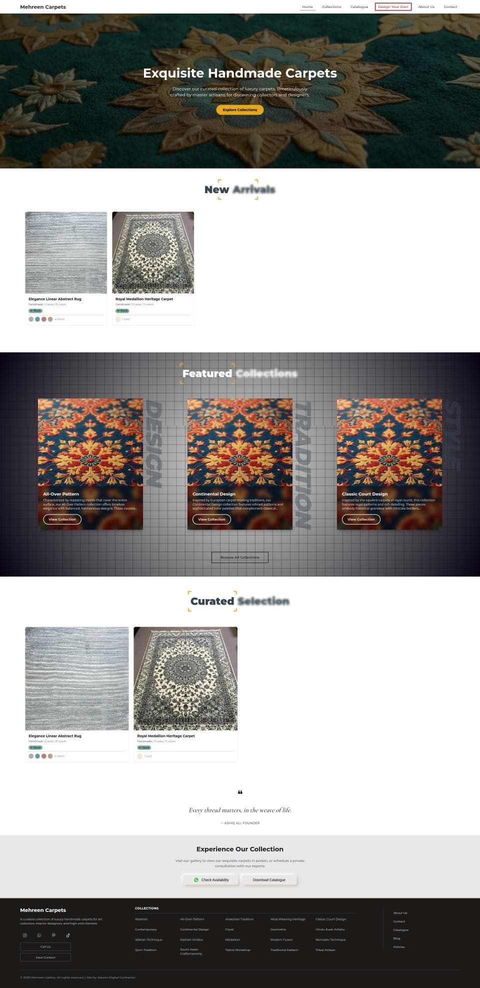 Solo Full-Stack E-commerce Build for Mehreen Carpets
